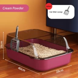 Semi-Enclosed Cat Litter Box Splashproof Kitten Toilet Tray Pet Cleaning Basin with High Sides for Indoor Use