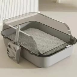 Semi-Enclosed Cat Litter Box Splashproof Kitten Toilet Tray Pet Cleaning Basin with High Sides for Indoor Use