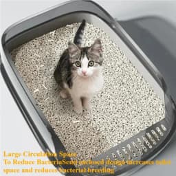 Semi-Enclosed Cat Litter Box Splashproof Kitten Toilet Tray Pet Cleaning Basin with High Sides for Indoor Use