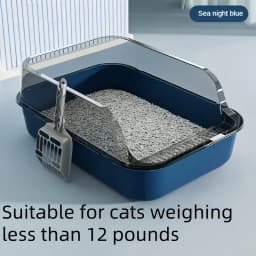 Semi-Enclosed Cat Litter Box Splashproof Kitten Toilet Tray Pet Cleaning Basin with High Sides for Indoor Use