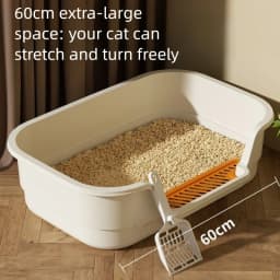 Extra Large Cat Litter Box, Semi-Enclosed & Open Top, Ventilated, Odor Control, Anti-Splash Pet Toilet
