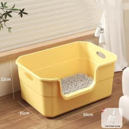 ♥Extra Large Cat Litter Box;Semi-Enclosed & Open Design, Anti-Splash Cat Toilet with High Sides