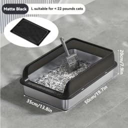 KEMORELA EXtra Large Stainless Steel Cat Litter Box with Lid - Enclosed LitterPan High-Sided Resistant Leak-Proof Cat Litter Mat