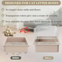 3 Pack Litter Box Privacy Screen、Open Top Anti-Splash Guard、Transparent、Easy Clean