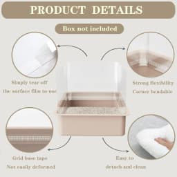 3 Pack Litter Box Privacy Screen、Open Top Anti-Splash Guard、Transparent、Easy Clean