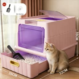 Extra Large Enclosed Cat Litter Box With UV Sterilization Drawer Type Anti Splash Odor Control Spacious For Fat Cats Easy Clean