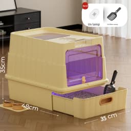 Extra Large Enclosed Cat Litter Box With UV Sterilization Drawer Type Anti Splash Odor Control Spacious For Fat Cats Easy Clean