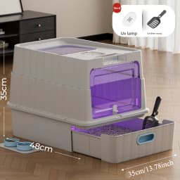 Extra Large Enclosed Cat Litter Box With UV Sterilization Drawer Type Anti Splash Odor Control Spacious For Fat Cats Easy Clean