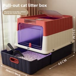 Extra Large Enclosed Cat Litter Box With UV Sterilization Drawer Type Anti Splash Odor Control Spacious For Fat Cats Easy Clean