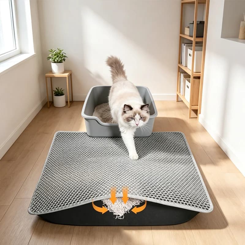 Cat Litter Mat Waterproof Anti-slip Double Layer Extra Large Reusable Washable Anti-dirty Floor Mat For Pet Cat Litter Box