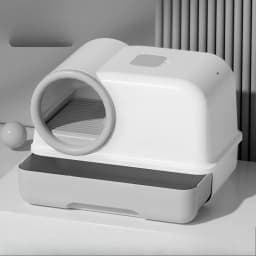 Cat Litter Box with Corridor & Drawer Design | Fully Enclosed Odor Control & Anti-Tracking Toilet | Easy-Clean Kitty Litter Pan
