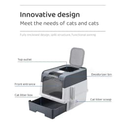 Portable Collapsible Cat Litter Pan With Splash Guard And Plastic Scoop Covered Cat Litter Box With Lid Easy To Clean Kitty Toil