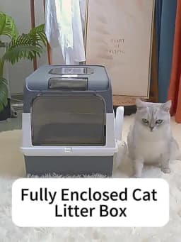 Portable Collapsible Cat Litter Pan With Splash Guard And Plastic Scoop Covered Cat Litter Box With Lid Easy To Clean Kitty Toil