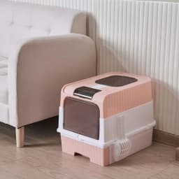 Portable Collapsible Cat Litter Pan With Splash Guard And Plastic Scoop Covered Cat Litter Box With Lid Easy To Clean Kitty Toil