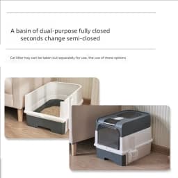 Portable Collapsible Cat Litter Pan With Splash Guard And Plastic Scoop Covered Cat Litter Box With Lid Easy To Clean Kitty Toil