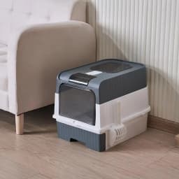 Portable Collapsible Cat Litter Pan With Splash Guard And Plastic Scoop Covered Cat Litter Box With Lid Easy To Clean Kitty Toil