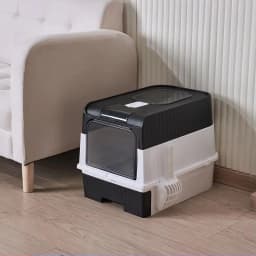 Portable Collapsible Cat Litter Pan With Splash Guard And Plastic Scoop Covered Cat Litter Box With Lid Easy To Clean Kitty Toil