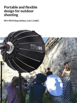 Triopo KP3 Quick Fold Deep Parabolic Softbox 60/90/120cm Bowens Mount Honeycomb Grid Compatible with Godox JINBEI
