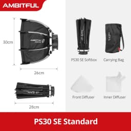 AMBITFUL PS30/PS50 SE 30cm 55cm Mini Quickly Release Bowens Mount Octagon Softbox + Honeycomb Grid Outdoor SoftBox for LED Flash