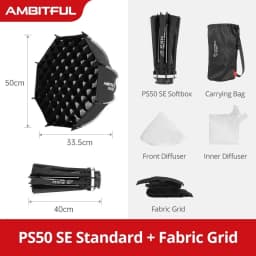 AMBITFUL PS30/PS50 SE 30cm 55cm Mini Quickly Release Bowens Mount Octagon Softbox + Honeycomb Grid Outdoor SoftBox for LED Flash