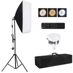 Camnoon Studio Photography Light kit Softbox Lighting Set with 85W 3000K-6000K Bi-color Temperature LED Light * 1 + 50x70cm Soft