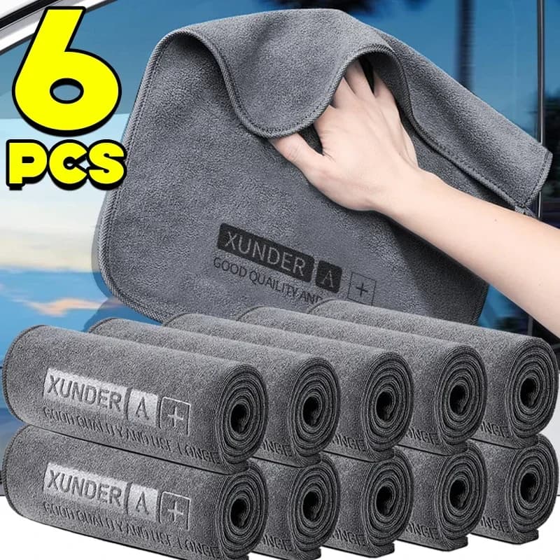 6Pcs High-end Microfiber Car Washing Towel Auto Cleaning Drying Cloth Car Care Detailing Cloth Water Absorption Car Rag