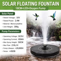 Solar Outdoor Fountain, Water Pump for Bird Baths, Garden Ponds, Pools, Fish Tanks & Aquariums
