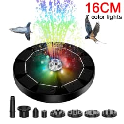 Solar Rotating Fountain Color 7 LED Light Solar Fountain 3W 6 Nozzle Water Pump Outdoors Bird Bath Garden Floating DIY Cistern