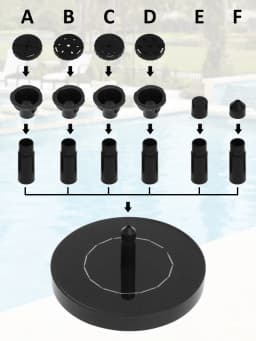 Solar Fountain Pump Floating Solar Panel Bird Baths Water Fountain with 6 Nozzles For Garden Outdoor Water Pool Pond Decor