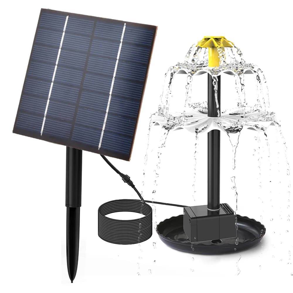 2.5W Solar Fountain Pump for Bird Bath with 9 Nozzles Solar Powered Water Fountain Pump for Garden Pond Pool Fish Tank Aquarium