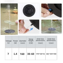 13/16cm Solar-powered Fountain Pumps for Circulation Aerator, Garden Rockery Sprinkler, Fish Pond Water Tank
