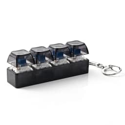 LED Keyboard Keychain Fidget Toys 4 Keys Keyboard Keycaps Fidget Toy Party Stress Relief Keyboard Cap