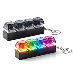 LED Keyboard Keychain Fidget Toys 4 Keys Keyboard Keycaps Fidget Toy Party Stress Relief Keyboard Cap
