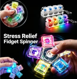 Popular Fidget Keyboard Pop It, Transparent Button Toy Spinning Top Style, Party Gift, Stress Relief for Adults Office Use