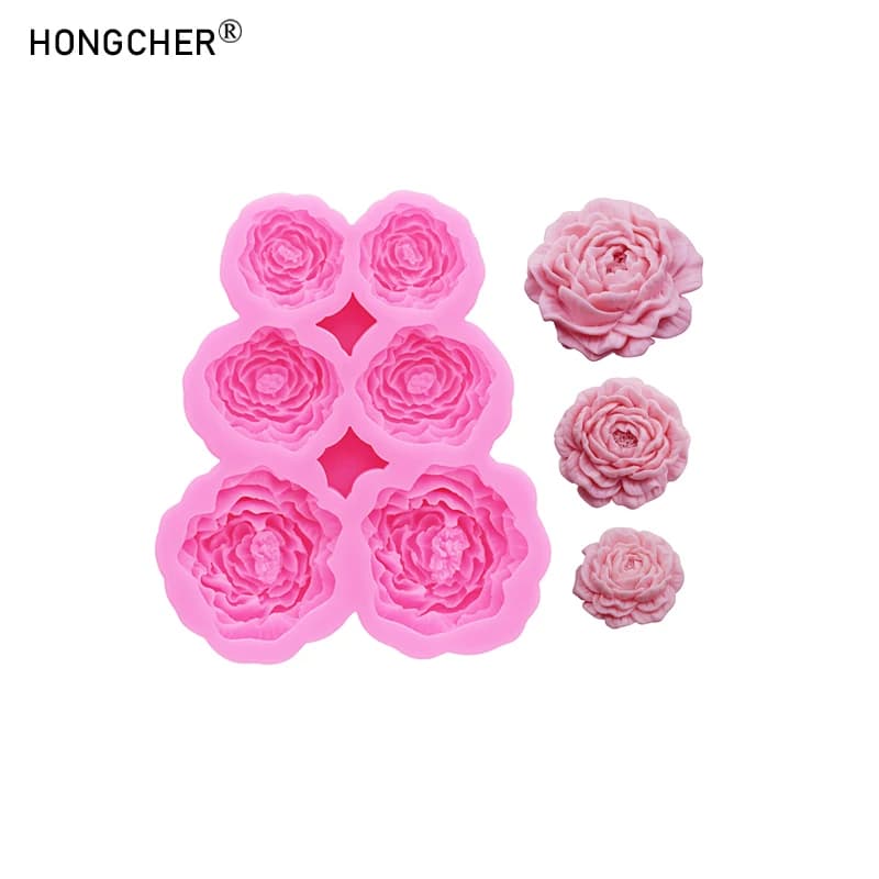 Peony & Rose Silicone Molds for Resin Jewelry DIY Handmade Chocolate Fondant Cakes Phone Case Decoration Baking Mold