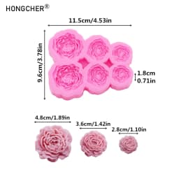 Peony & Rose Silicone Molds for Resin Jewelry DIY Handmade Chocolate Fondant Cakes Phone Case Decoration Baking Mold