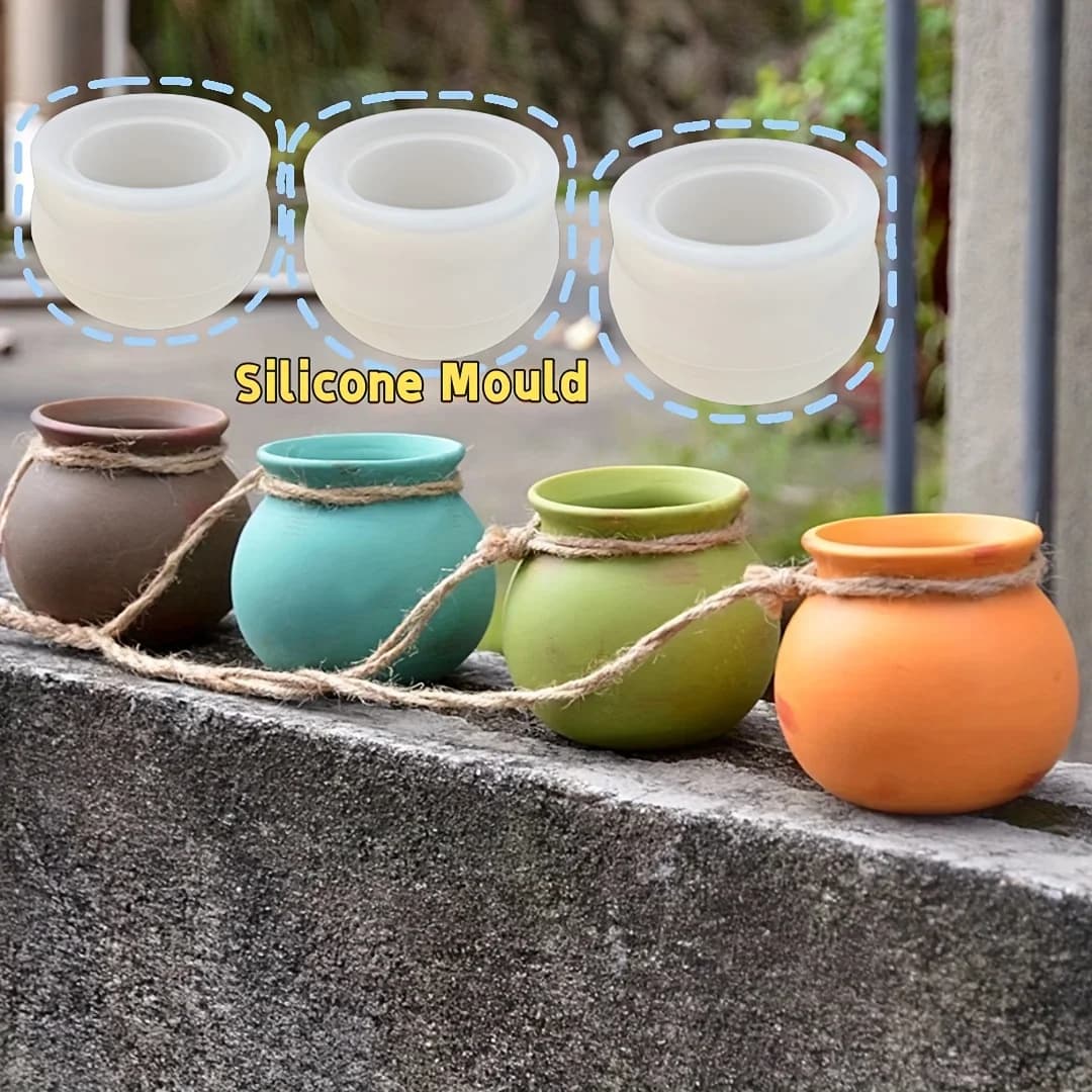 DNEJIU Silicone Molds for Resin, Epoxy, Candle Making - Heavy-Duty Reusable Round Flower Pot Molds with Open-Top Design