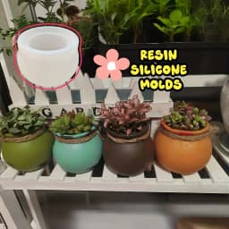 DNEJIU Silicone Molds for Resin, Epoxy, Candle Making - Heavy-Duty Reusable Round Flower Pot Molds with Open-Top Design