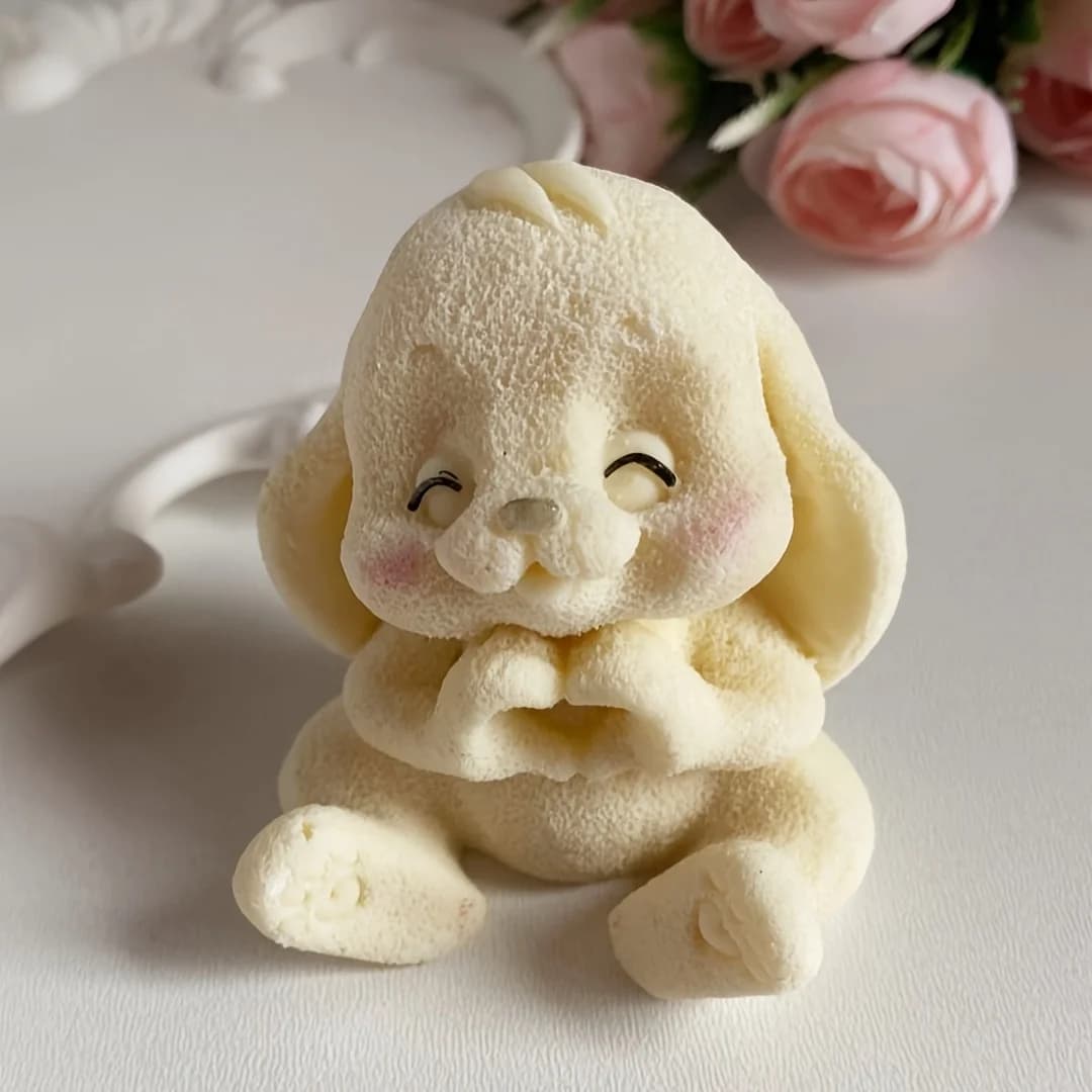1pc Adorable Rabbit Resin Silicone Mold with Expressive Eyes & Fluffy Ears - For Candle, Soap, Slime and Plaster Crafts