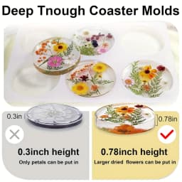 1pc- Ultra-deep resin coaster mold, large coaster mold, suitable for epoxy resin casting, coasters, handicrafts, home decoration