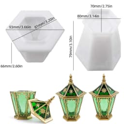 Eid Ornaments Candle Jar Silicone Mold DIY Hexagon Star Moon Relief Jewelry Storage Box Crafts Making Plaster Resin Clay Molds