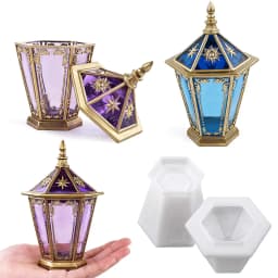 Eid Ornaments Candle Jar Silicone Mold DIY Hexagon Star Moon Relief Jewelry Storage Box Crafts Making Plaster Resin Clay Molds
