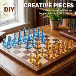 Checkerboard Chess Molds 3D Silicone Chess Resin Mold DIY Crafts Handmade Making Molds Family Party And Outdoor Board Games
