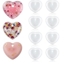 8 Heart-shaped resin mold,Cute love heart-shaped silicone mold,With holes,Can be used for resin DIY Handmade pendant necklace