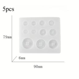 White Silicone Button Mold 5 Pcs for Epoxy Resin Crafts DIY Jewelry Making Durable Decorative Buttons Versatile Designs