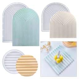 Geometric Tray Resin Mold Epoxy Resin Wave Shaped Silicone Molds for Cup Mat Holder DIY Home Decor Gypsum Ornaments Making Mould