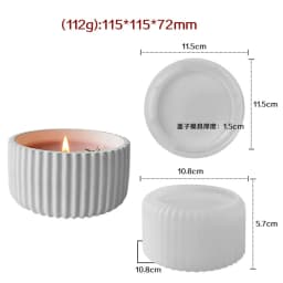 Candle Vessel Silicone Mold Cylindrical Ribbed Smooth Concrete Resin Plaster Mold for DIY Candle Holder Planter Storage Jar