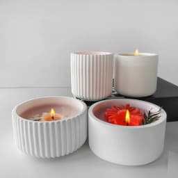 Candle Vessel Silicone Mold Cylindrical Ribbed Smooth Concrete Resin Plaster Mold for DIY Candle Holder Planter Storage Jar