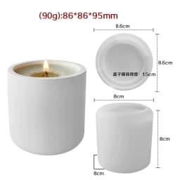 Candle Vessel Silicone Mold Cylindrical Ribbed Smooth Concrete Resin Plaster Mold for DIY Candle Holder Planter Storage Jar