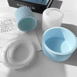 Candle Vessel Silicone Mold Cylindrical Ribbed Smooth Concrete Resin Plaster Mold for DIY Candle Holder Planter Storage Jar
